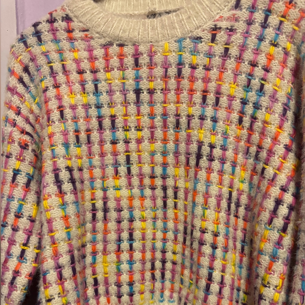 Shein Multicolor cropped sweater womens size large